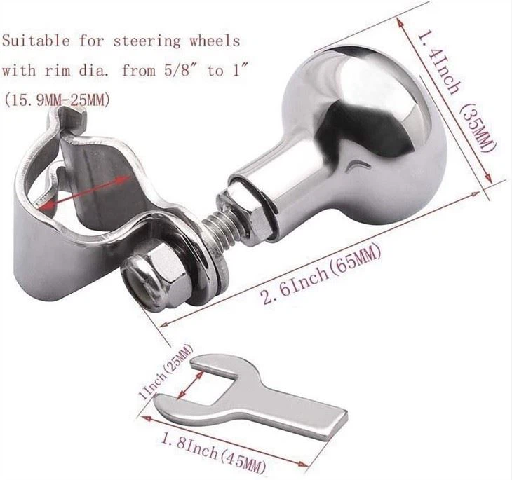 Boat Parts Steering Wheel Knob Turning Maneuvering Control Knob Stainless Steel Power Handle Spinner Knob
